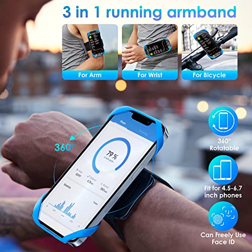 Cikyner 3 in 1 Running Armband, 360° Rotatable & Detachable Sports Armband - color: G4Blue