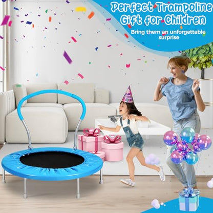 Lyromix Mini Trampoline for Kids, Indoor Toddler Trampoline with Handle, Child Small Rebounder Trampoline for Indoor and Outdoor Use