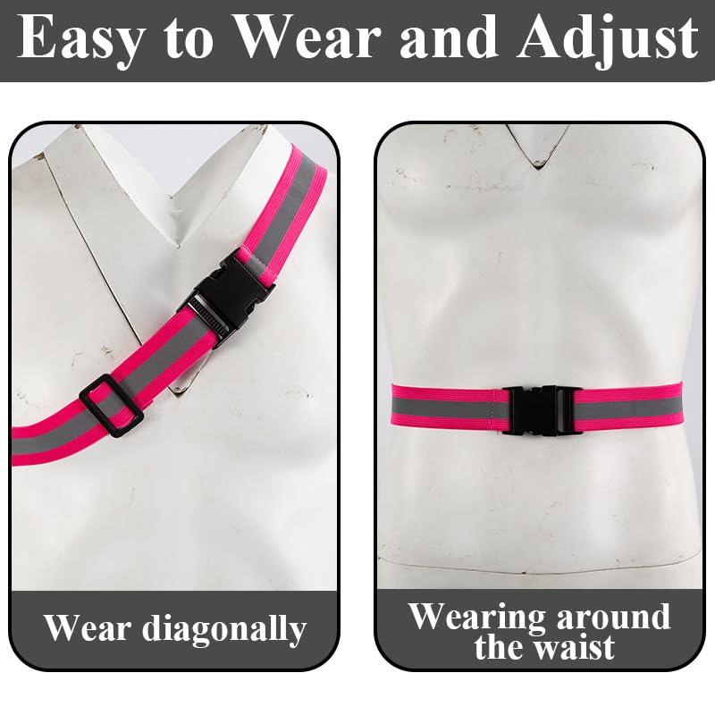 5-Piece Reflective Belt and Sash Set for Nighttime Running Safety and Visibility Adjustable Lightweight Vest and Waist Glow Straps for Running and Cycling Suitable for Women, Men, and Kids