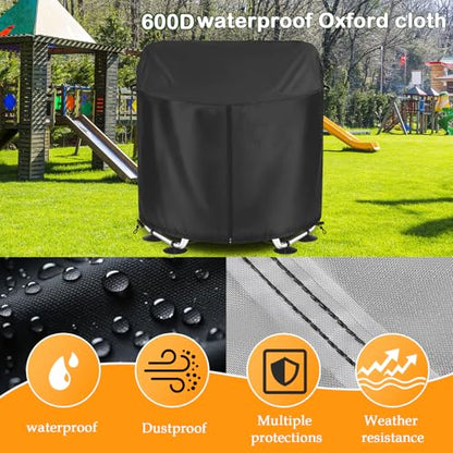 55" Kids Trampoline Cover Waterproof,600D Thick Fabric,Black