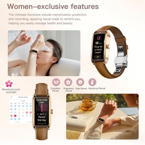 Elegant Smart Watch for Women Fitness Tracker with Step Counter Calorie Tracker Heart Rate Monitor Sleep Tracker IP68 Waterproof Activity Tracker Bracelet with AMOLED Touchscreen for iOS Android