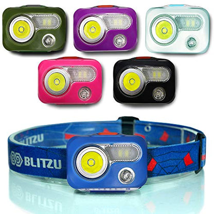 BLITZU Rechargeable Headlamp, Adjustable, Durable, Waterproof, Blue, Battery Powered, 120-Day Guarantee - color: Blue