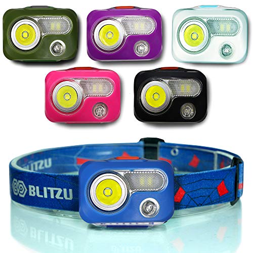 BLITZU Rechargeable Headlamp, Adjustable, Durable, Waterproof, Blue, Battery Powered, 120-Day Guarantee - color: Blue