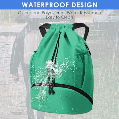 BROTOU Soccer Bags, Football Backpack, Volleyball Bag, Drawstring Backpack - color: Light Green