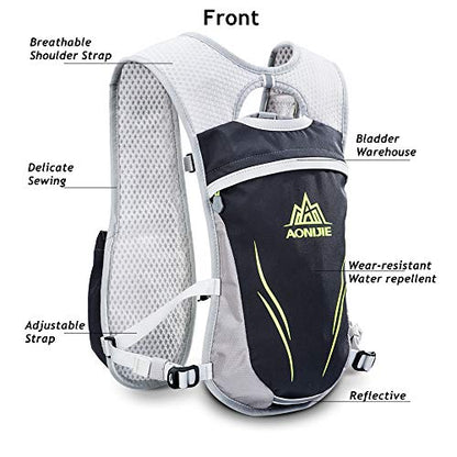 AONIJIE Hydration Vest Pack Backpack 5L 5.5L Marathoner Running Vest Race Hydration for Women and Men Trail Run Hiking Jogging - color: Gray