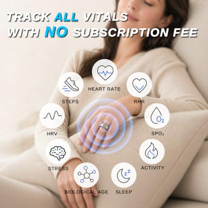 Smart Ring for Women & Men, Fitness and Health Tracker Ring(Silver 10) - color: Silver, size: 10