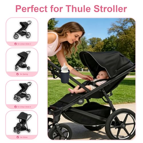 Cup Holder for Thule Glide 3/4/ Spring & Shine Stroller – Holds Stanley Cups, Bottles & Cans, Lightweight Clip-On Drink Holder Attachment, No-Tool Installation