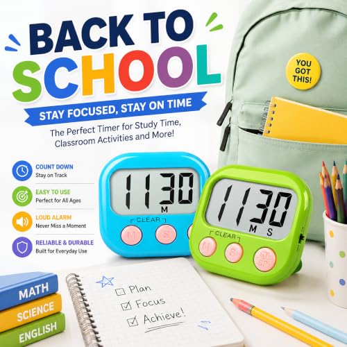ZILLEEN Digital Kitchen Classroom Timers for Kids Cooking 6pcs MulticolorA - color: White & Black & Pink & Green & Orange & Purple