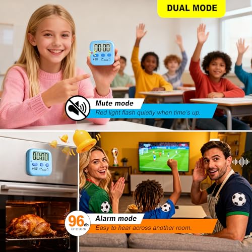Antonki 2 Pack Digital Timer for Kids Classroom Kitchen Timers for Cooking - color: Clear Blue
