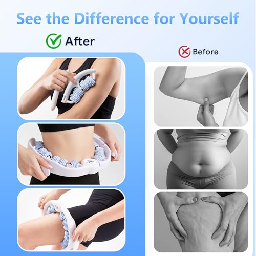 Cellulite Massage Tool - Lymphatic Drainage Tool for Deep Tissue Fascia Massage - Muscle Roller for Legs & Buttocks, Anti-Cellulite Massager for Body Contouring and Skin Smoothing（Blue）
