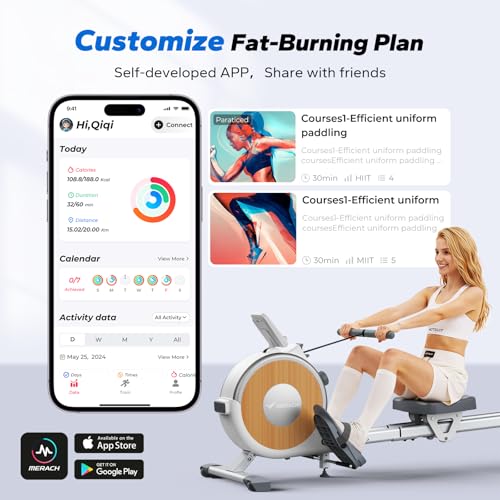 Merach Q1S Magnetic Rowing Machine Indoor, Dual Slide Rail, Quiet & Smooth - style: Manual-Adjust (Silent Version)