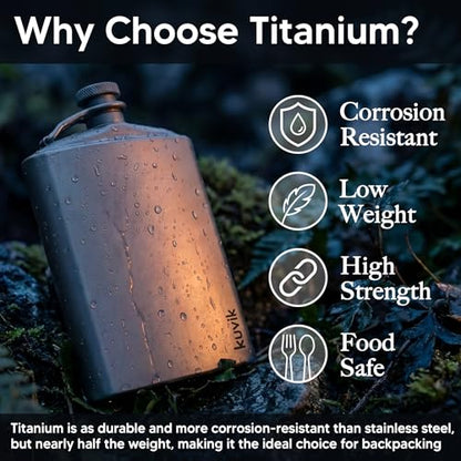 Kuvіk Titanium Flask - 8.8 oz (260ml) - Ultralight Flask for Backpacking