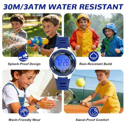 DTKID Digital Kids Watch 30 M Waterproof for Girls Boys 5-16 - color: dark blue