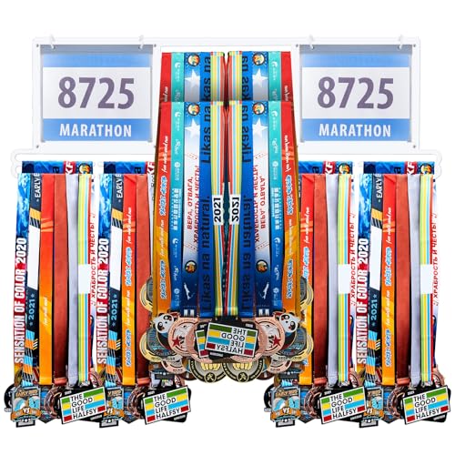 Shimeyao Medal Holder, Metal Wall Rack, 34.37 x 11.22 Inch, White - color: White, size: 34.37 x 11.22 Inch