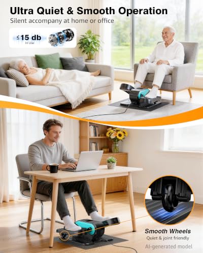 Under Desk Elliptical Mini Electric Leg Exerciser While Sitting for Seniors - color: Lake Blue