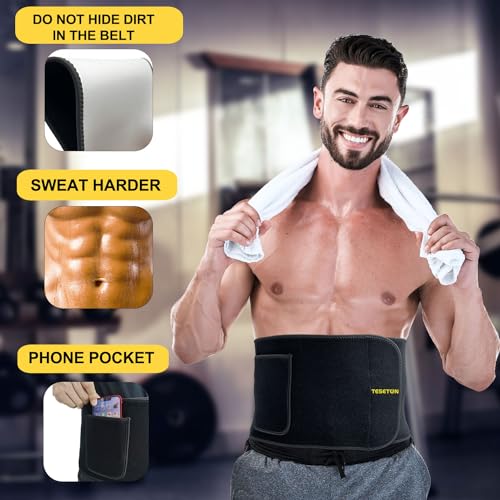 TESETON Waist Trainer Trimmer for Men Women, Sauna Sweat Belt 01 - color: Black, size: Medium