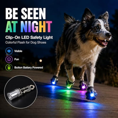 Dog Shoes LED Light, Clip-On Safety LED Light for Pet Boots, Night Visibility Shoe Light, Waterproof Glowing Accessory for Dog Shoes, Halloween Light Up Pet Shoe Light (Blue, 4) - color: Blue