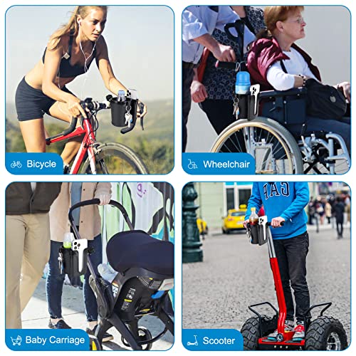 Accmor Stroller Cup Holder with Phone Keys Holder, 3-in-1 Universal Cup Holder, Drinks Bottle Holder for Stroller, Bike, Wheelchair, Walker, Scooter - color: Black