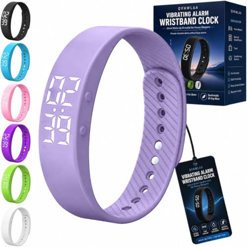 Vibrating Alarm Wristband Clock, Mens Bracelet Smart Digital Watch for Heavy Sleepers, Waterproof Effective Couples Travel Silent Shock Alarm Wake up Wrist Bracelets for Men & Women(D,Side-Button) - color: D, size: Side-Button