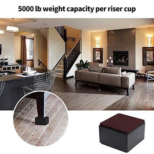 Ezprotekt 2" Bed and Furniture Risers Heavy Steel Sofa Table Dresser Risers - color: Black, size: 2" x 3.15"