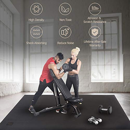 GXMMAT Extra Large Exercise Mat 16'x6'/12'x6'/10'x6'/8'x6'(7mm) - color: Black Real, size: 6*10 FT