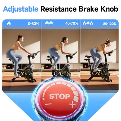 YPOO Exercise Bike Adjustable Magnetic Resistance 330LBS,APP Courses - color: Black