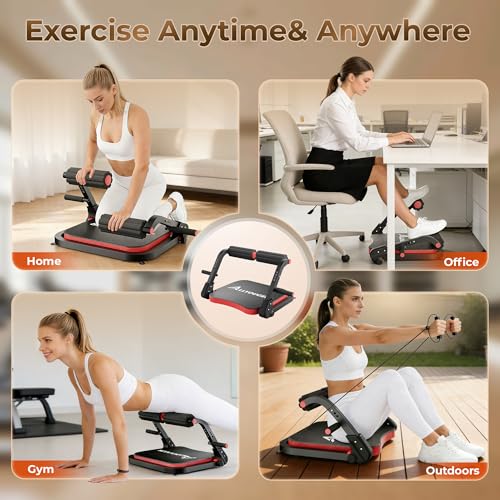 Ab Machine,with 3 Resistance Levels and Removable Auxiliary Handle - color: Red