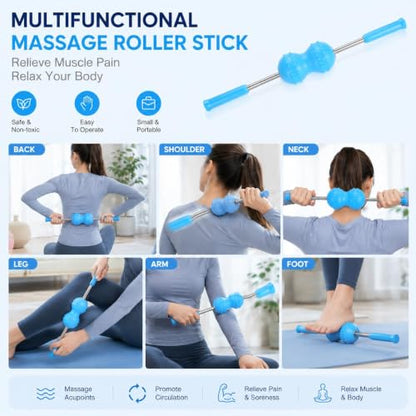 Massage Roller, Portable Multifunctional Body Muscle Yoga Massage Roller Stick Pain Relief Stick for Relief Muscle Soreness