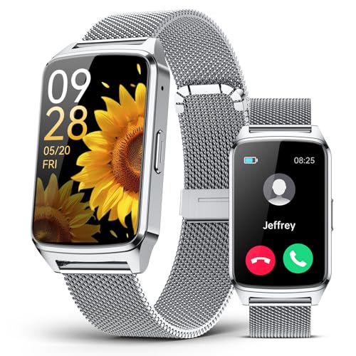 Fitness Activity Tracker for Women Men with Step Counter, Calorie/Distance/Sleep Monitor, IP68 Waterproof for Android iPhone, Silicone Smart Watch Smartwatch with 110+ Sport Modes (Silver) - color: Silver