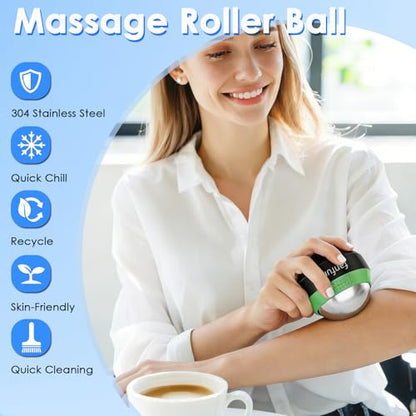 Massage Ice Roller Ball Cold & Heat Therapy Pain Relief Myofascial Release - color: Set of Green