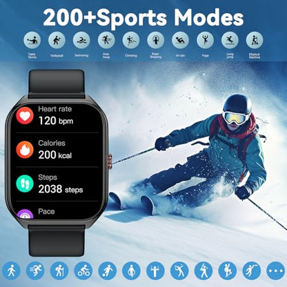 2026 AI Smart Watch for Men Women with ChatGPT, 1000mAh Fitness Tracker - color: Drill black