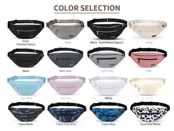 MAXTOP Large Fanny Pack for Women Men Crossbody Bag with 4-Zipper Pockets - color: Black