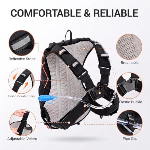 Hydration Backpack with 2L Bladder Water Pack for Hiking Cycling Running - color: black