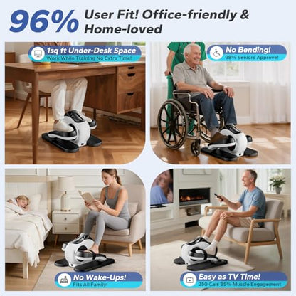 Under Desk Elliptical Machine, Ellipse Leg Exerciser As Seen On Tv While Sitting for Seniors, Pedal Exerciser with 15 Level Adjustable Resistance & 5 Auto Mode Fully Assembled Home Office - color: White
