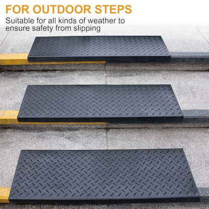 Spurtar 35" x 9.85" Rubber Stair Treads, 3 Pack Outdoor Stair Treads, Black - color: Black-Diamond, size: 35" x 9.85"-3Pack