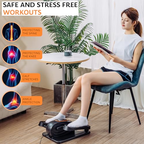 Under Desk Elliptical Exercise Machine, Electric Leg Exerciser with 12 Speeds, Forward & Reverse Modes,Quiet Compact Seated Pedal Stepper Machine with Remote Control for Seniors & Adults - color: Black