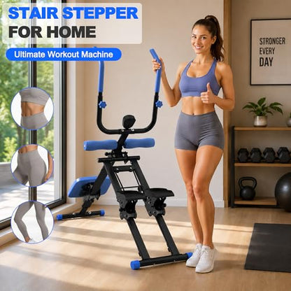 KINMAC 2 in 1 Stair Stepper & Ab Workout Machine - color: Black Blue