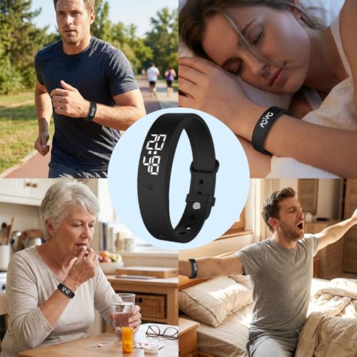 Vibrating Alarm Wristband Effective Alarm Clocks for Deep Sleepers Heavy Sleeps Wrist Silent Vibration Watch Extremely Wake up Clock Wearable Band that Won't Wake Partner for Deaf Sleeper