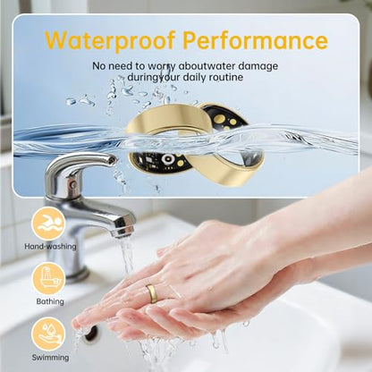 Smart Ring for Women & Men, Health Tracker Ring, Fitness Tracker Ring - color: Gold, size: 6#