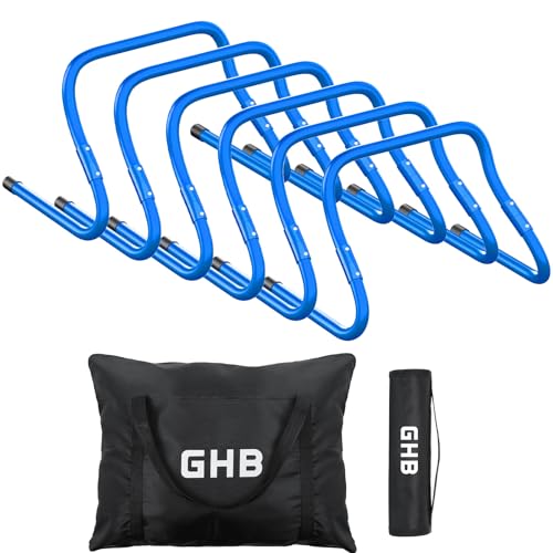 GHB Agility Hurdles Adjustable 8.3"&12.6" Speed Training Equipment Set - color: Blue 6 Pack