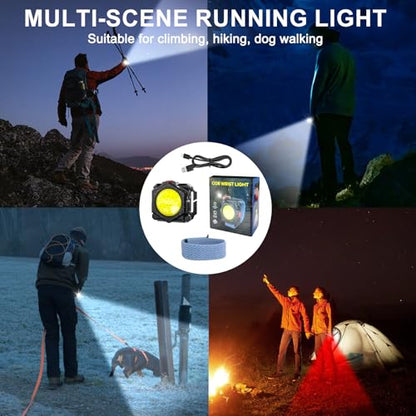 Running Light 300 Lumen, Wrist Light Rechargeable USB-C, 4 Modes