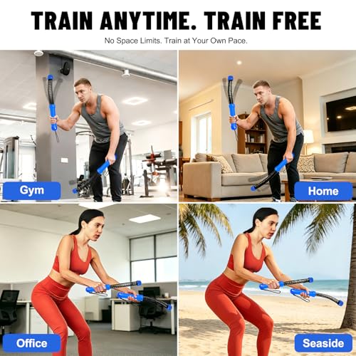 Perantlb Poly Battle Rope with Cloth Sleeve -1.25/1.5/2 Inch Diameter 30' 40' 50' Lengths -Gym Muscle Toning Metabolic Workout Fitness, Battle Ropes for Home Gym - style: Ropeless Blue