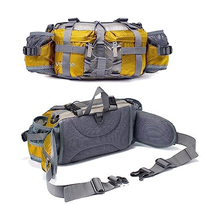 Outdoor Fanny Pack Hydration Waist Pack 2 Water Bottle Holder Men Women - color: Yellow