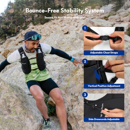 Haimont 8L Trail Running Hydration Vest with Soft Flasks - color: Black, size: Large