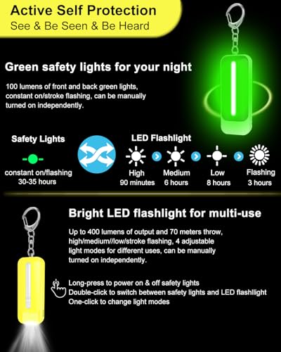 Personal Alarm for Women, Rechargeable with Safety Lights & Low Battery Notice, 130dB Siren with Extra Bright LED Flashlight Strobe Light for Emergency, Dual Light Sources Safety Keychain - color: yellow