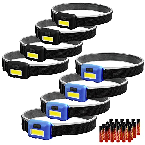 8 Pack Led Headlamp for Adults and Kids - color: 4 blue & 4 black