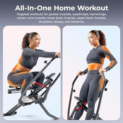 Sunny Health & Fitness Row-N-Ride Squat Assist Trainer for Home Exercise - color: Dark Grey
