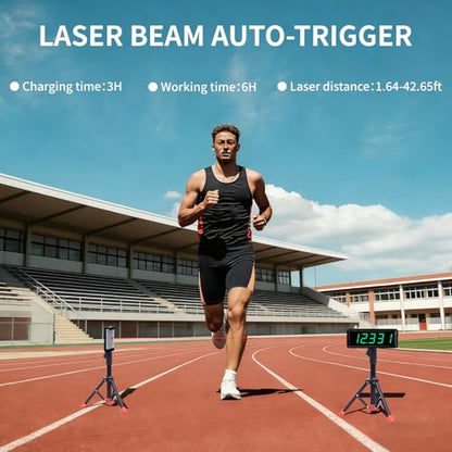 Laser Timer Sprint Timer for Track Wireless Race Clock, Stopwatch for Speed Training, Adjustable Tripod Precision Laser Racing Time（Smaller Tripod）