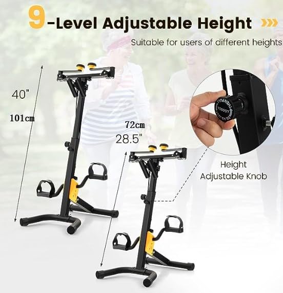 Exercise Bike for Home Use, Foldable Pedal Exerciser with Adjustable Resistance & Height, Cardio Workout Equipment for Adults, Seniors, Home Gym, Office