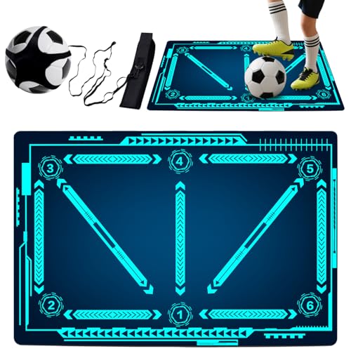 Soccer training mat,Soccer training equipment accessories for All Ages to Improve Speed Strength Agility and Coordination,Anti-Slip/Silent Mat - color: Blue